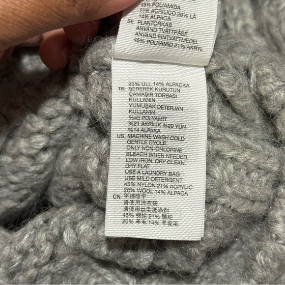 & Other Stories XS Gray Wool Alpaca Blend Chunky Open Knit Pullover Sweater - Picture 6 of 8